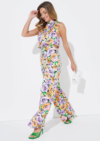 Be Beau Floral Satin Jumpsuit