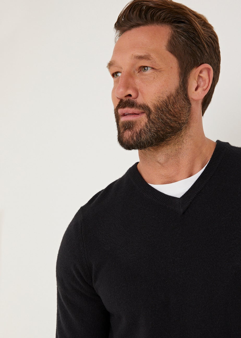Black Soft Touch V-Neck Jumper