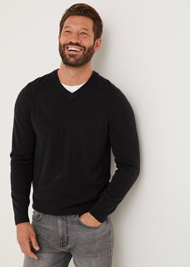 Black Soft Touch V-Neck Jumper