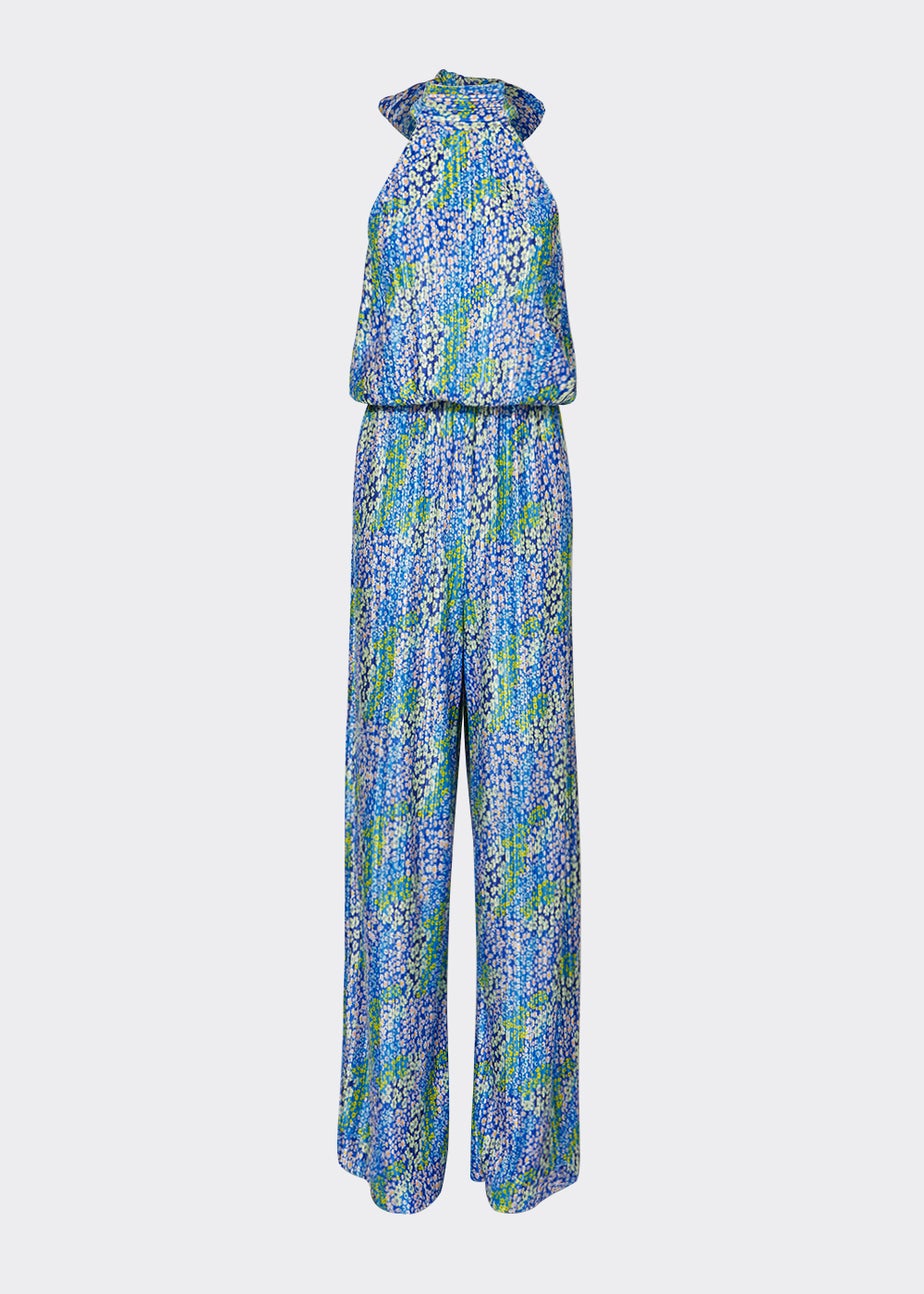 Be Beau Print Plisse Halter Neck Jumpsuit