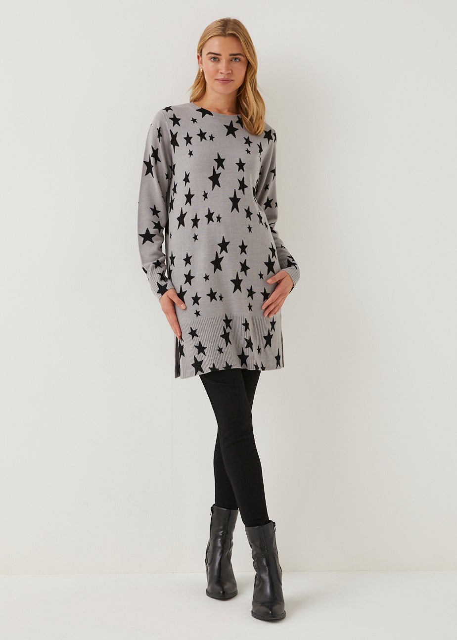 Grey Star Print Tunic Jumper