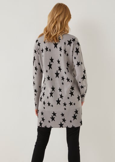 Grey Star Print Tunic Jumper