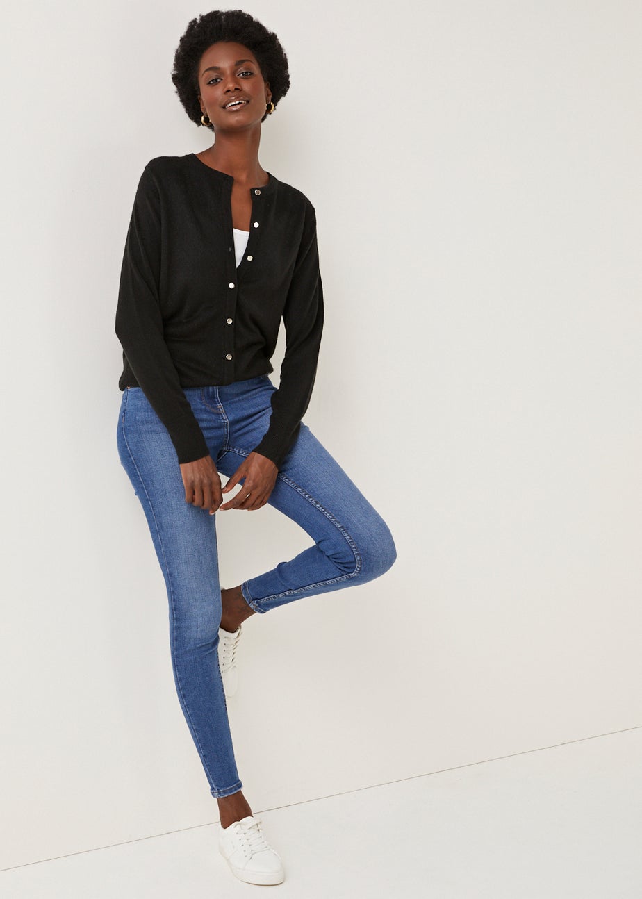 Black Super Soft Button Cardigan