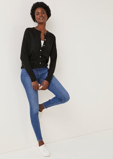 Black Super Soft Button Cardigan