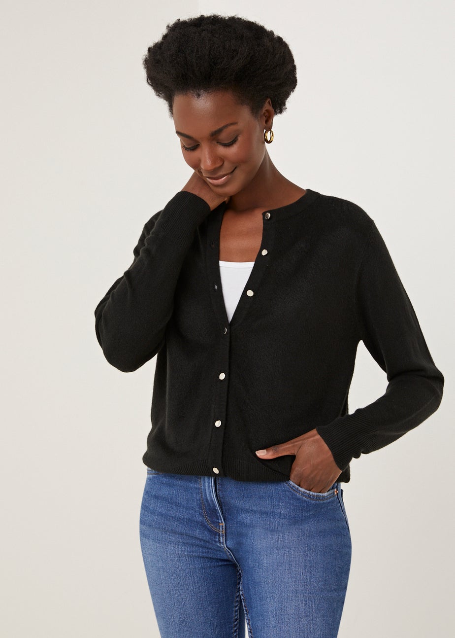 Black Super Soft Button Cardigan