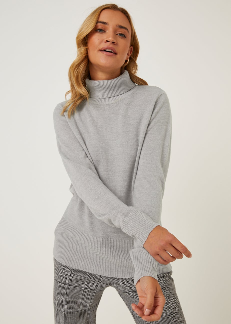Grey Marl Super Soft Roll Neck Jumper