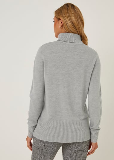 Grey Marl Super Soft Roll Neck Jumper