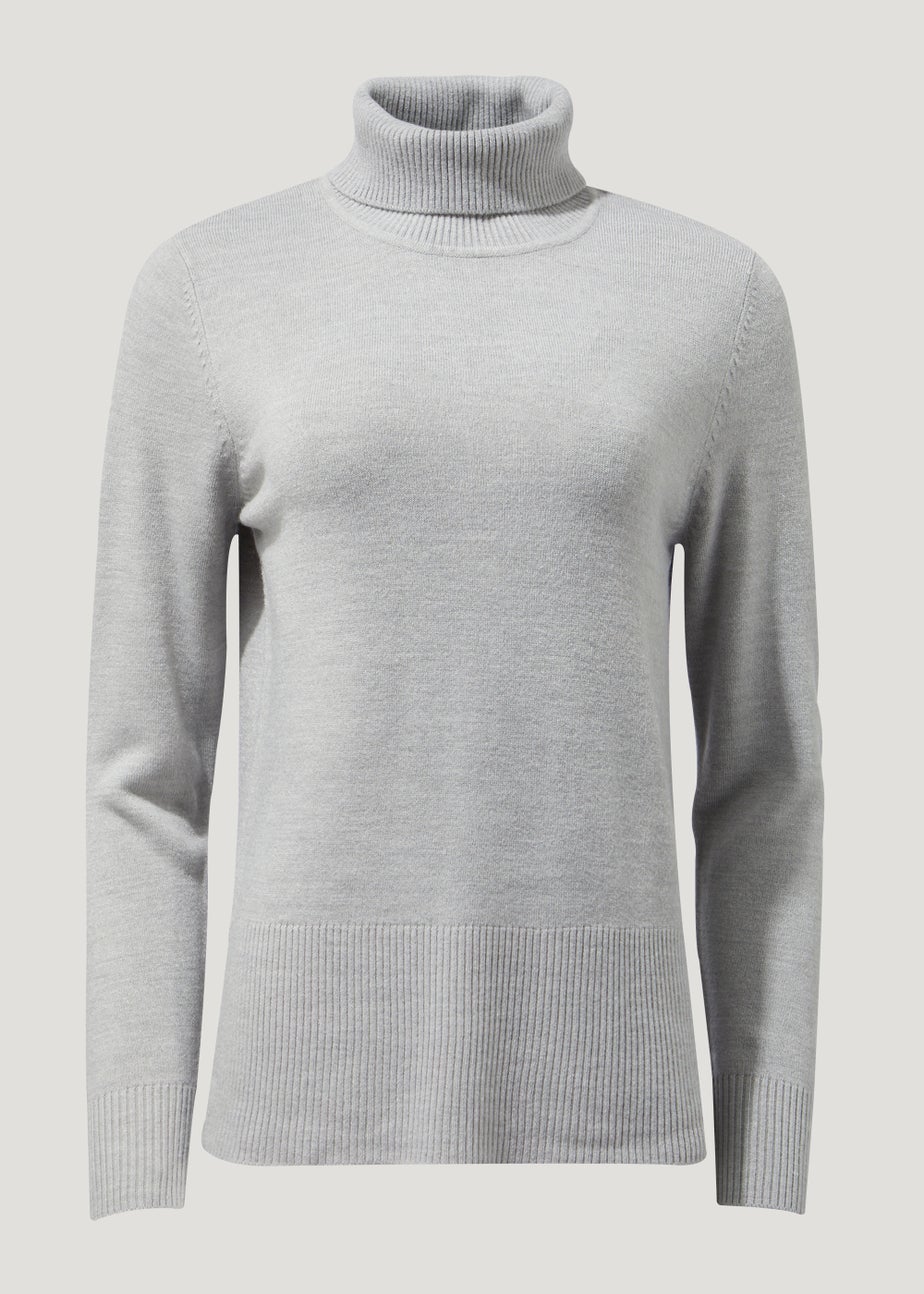 Grey Marl Super Soft Roll Neck Jumper