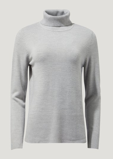 Grey Marl Super Soft Roll Neck Jumper