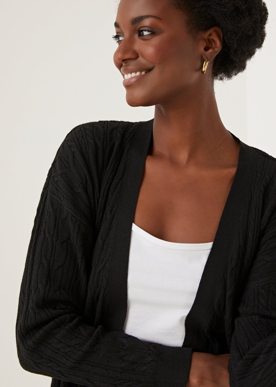 Black Baby Cable Knit Cardigan
