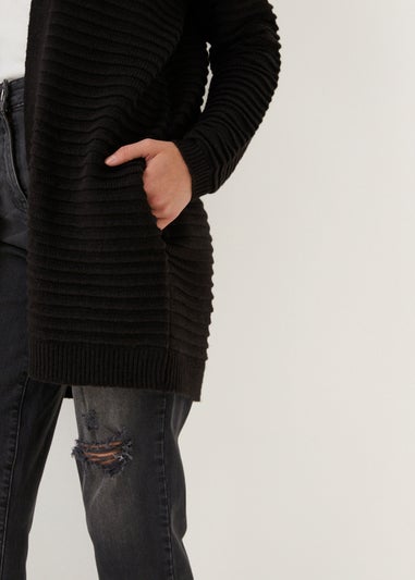 Black Ripple Stitch Cardigan