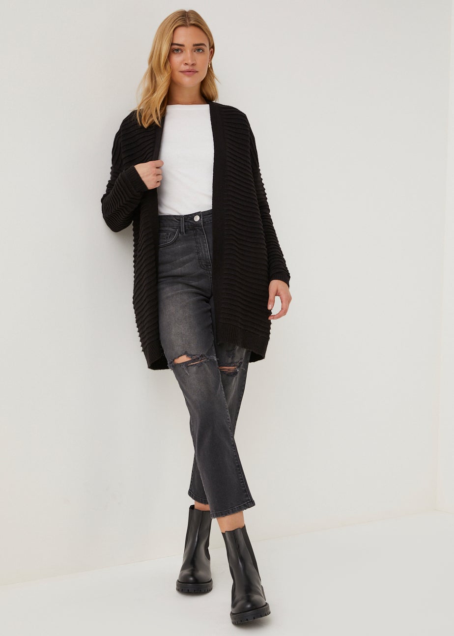 Black Ripple Stitch Cardigan