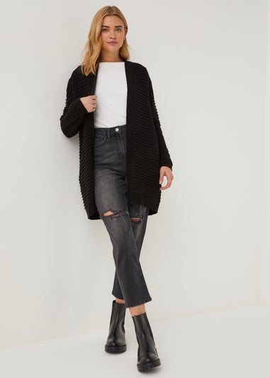 Black Ripple Stitch Cardigan