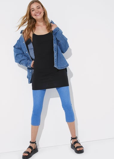 2 Pack Black Longline Cami Tops