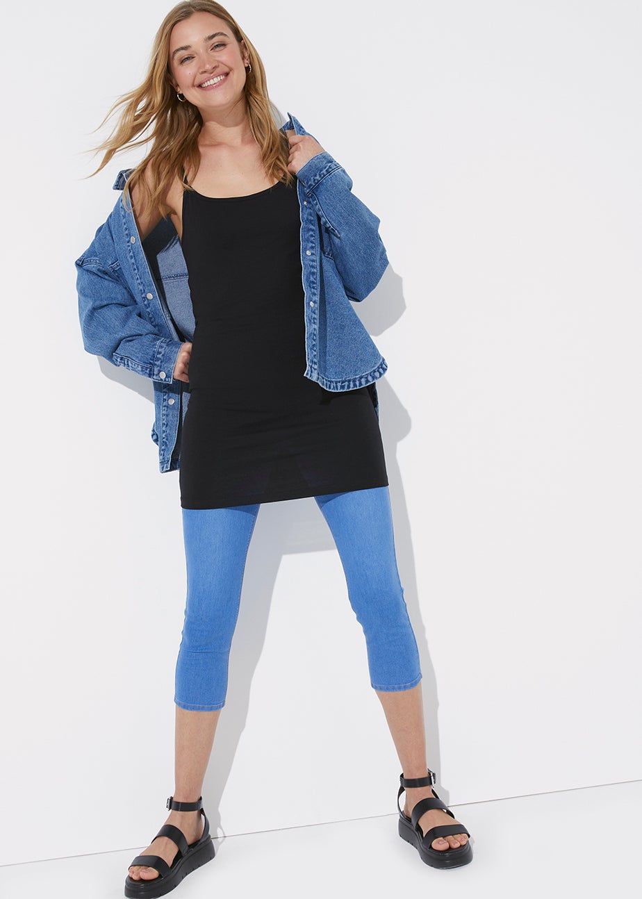 2 Pack Black Longline Cami Tops