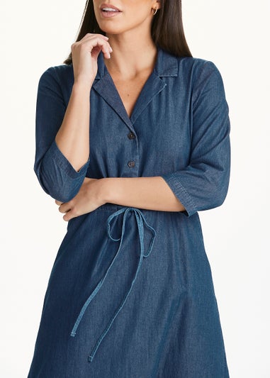 JDY Dark Wash Denim Midi Shirt Dress