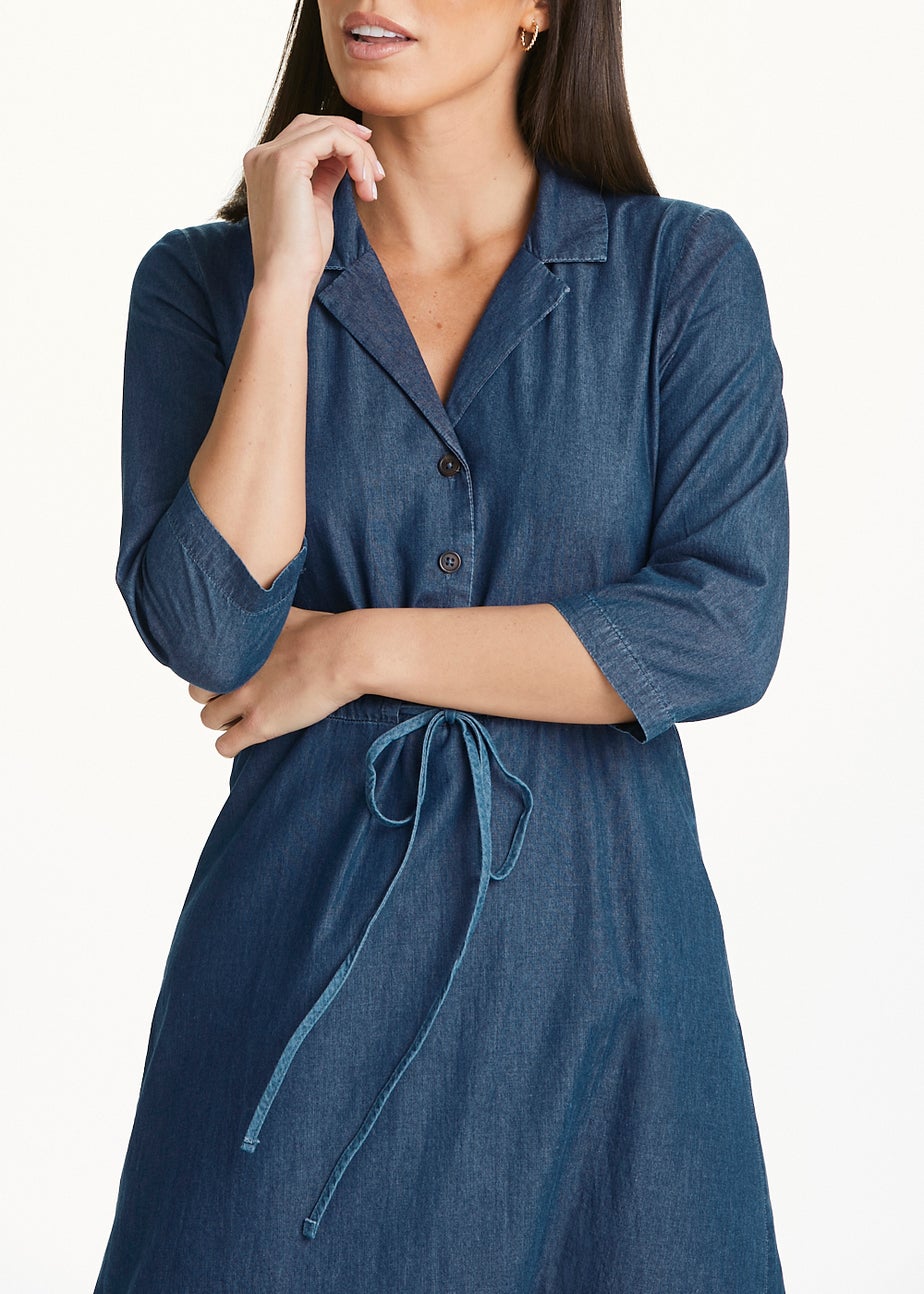 JDY Dark Wash Denim Midi Shirt Dress