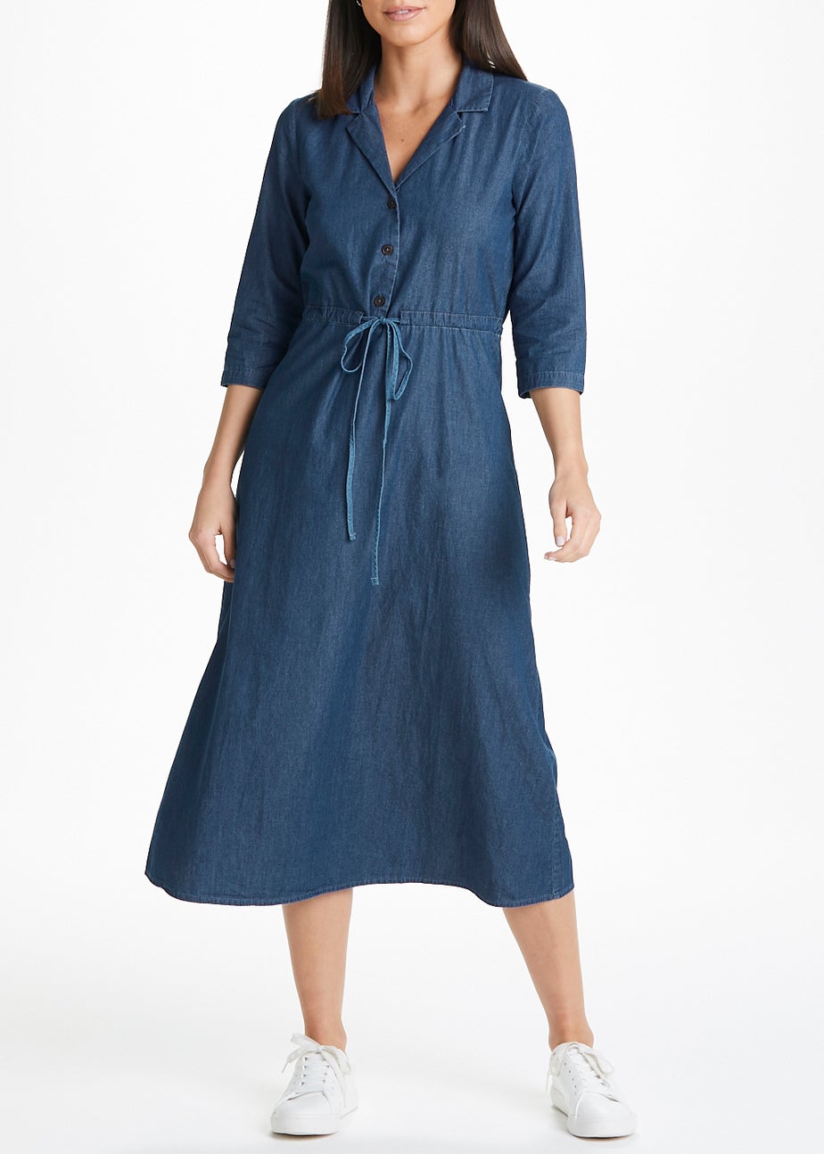 JDY Dark Wash Denim Midi Shirt Dress