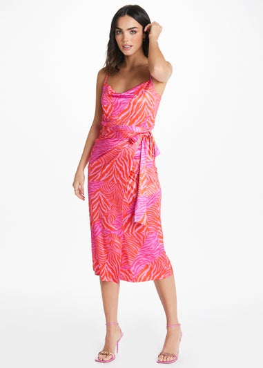 Be Beau Pink Midi Zebra Print Skirt