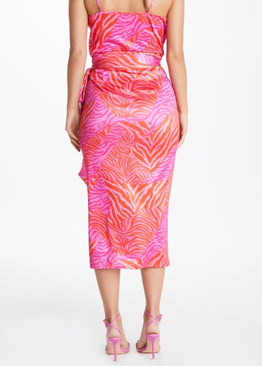 Be Beau Pink Midi Zebra Print Skirt
