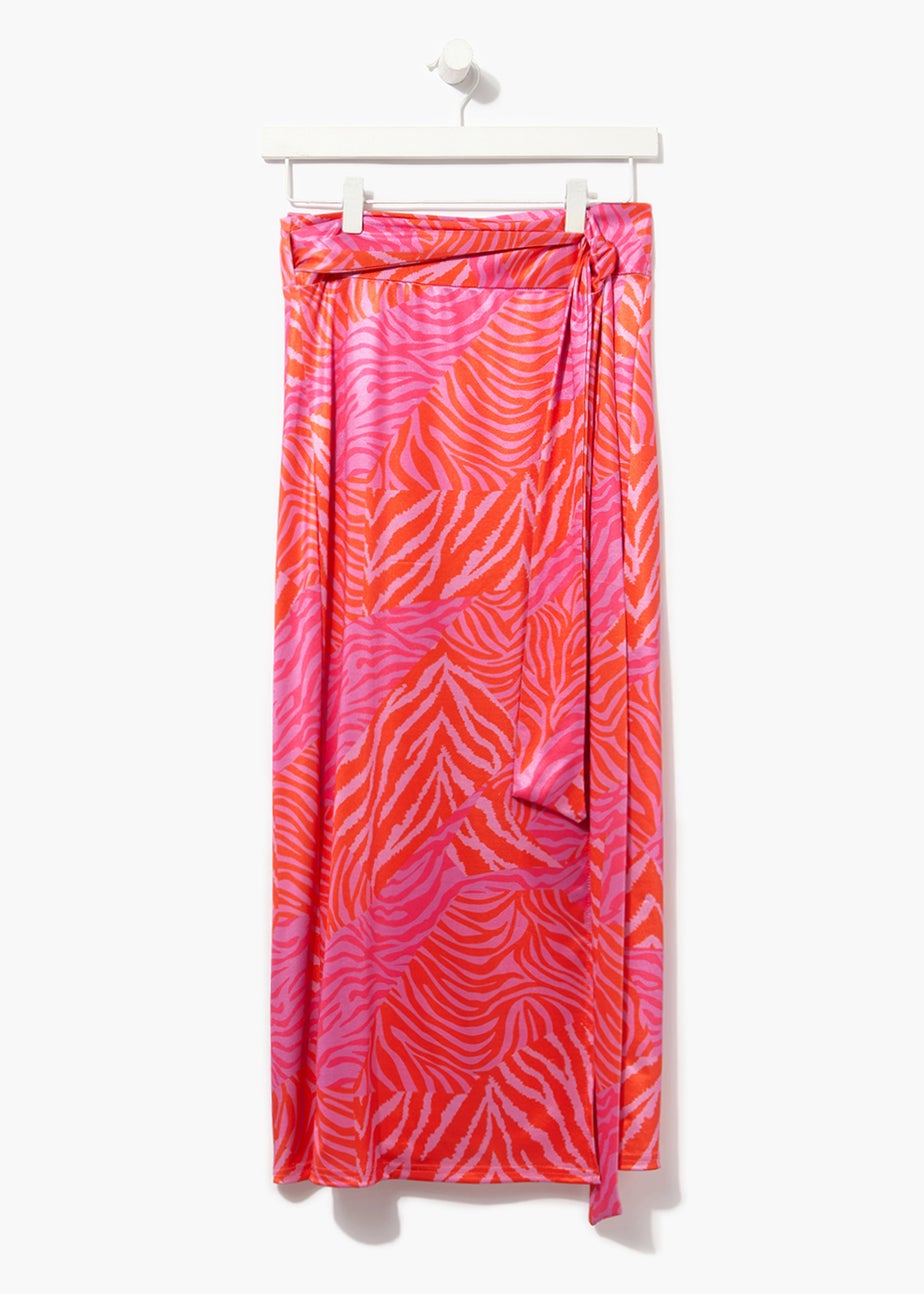Be Beau Pink Midi Zebra Print Skirt