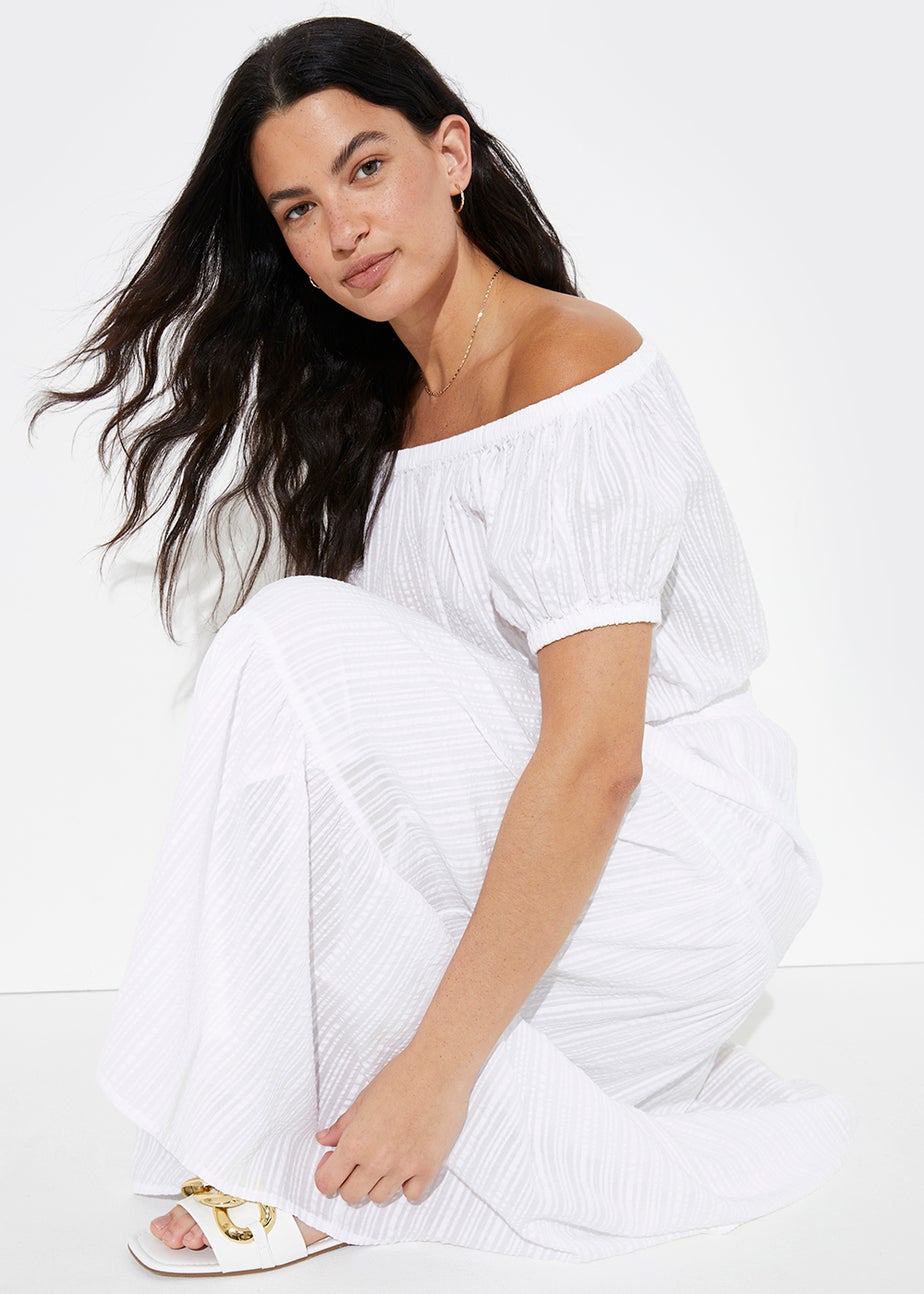 White Tiered Co-Ord Maxi Skirt