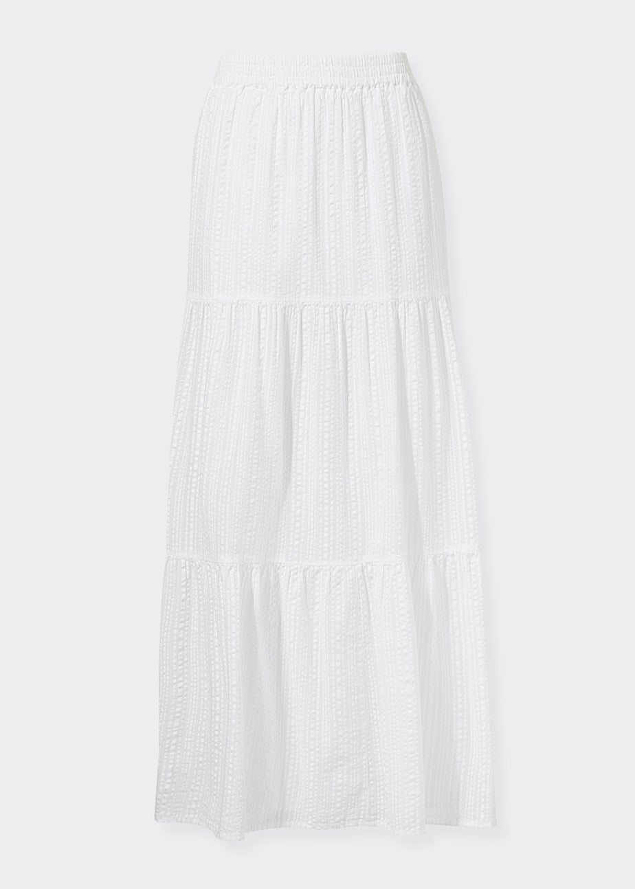 White Tiered Co-Ord Maxi Skirt