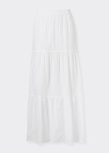 White Tiered Co-Ord Maxi Skirt