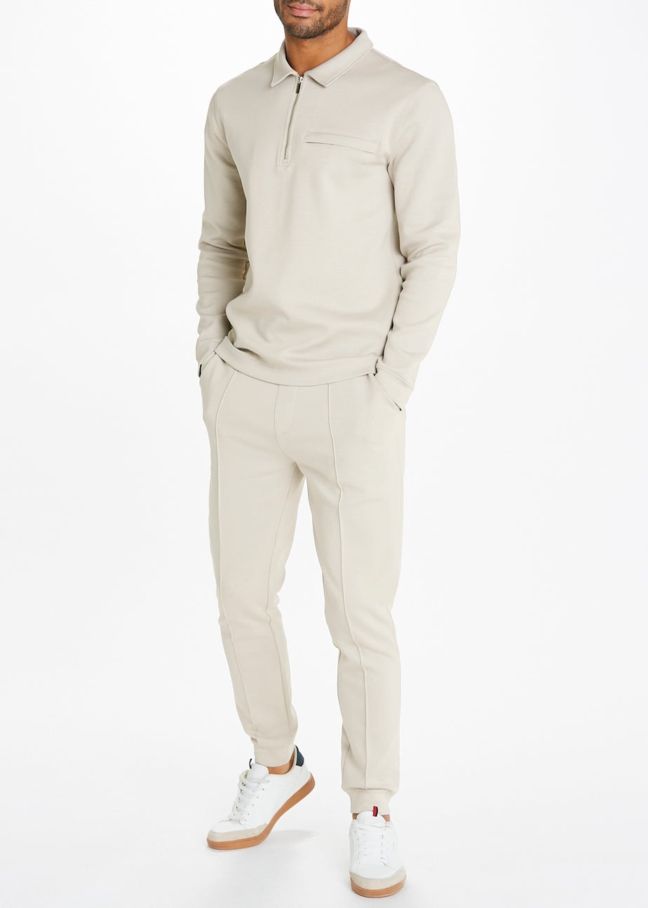 T&W Ecru Seam Detail Cuffed Joggers