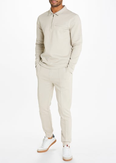 T&W Ecru Seam Detail Cuffed Joggers