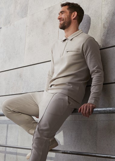 T&W Ecru Seam Detail Cuffed Joggers