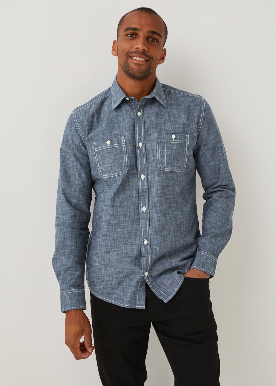 Blue Chambray Twin Pocket Shirt