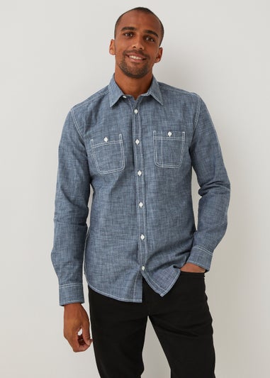 Blue Chambray Twin Pocket Shirt