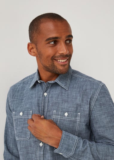 Blue Chambray Twin Pocket Shirt
