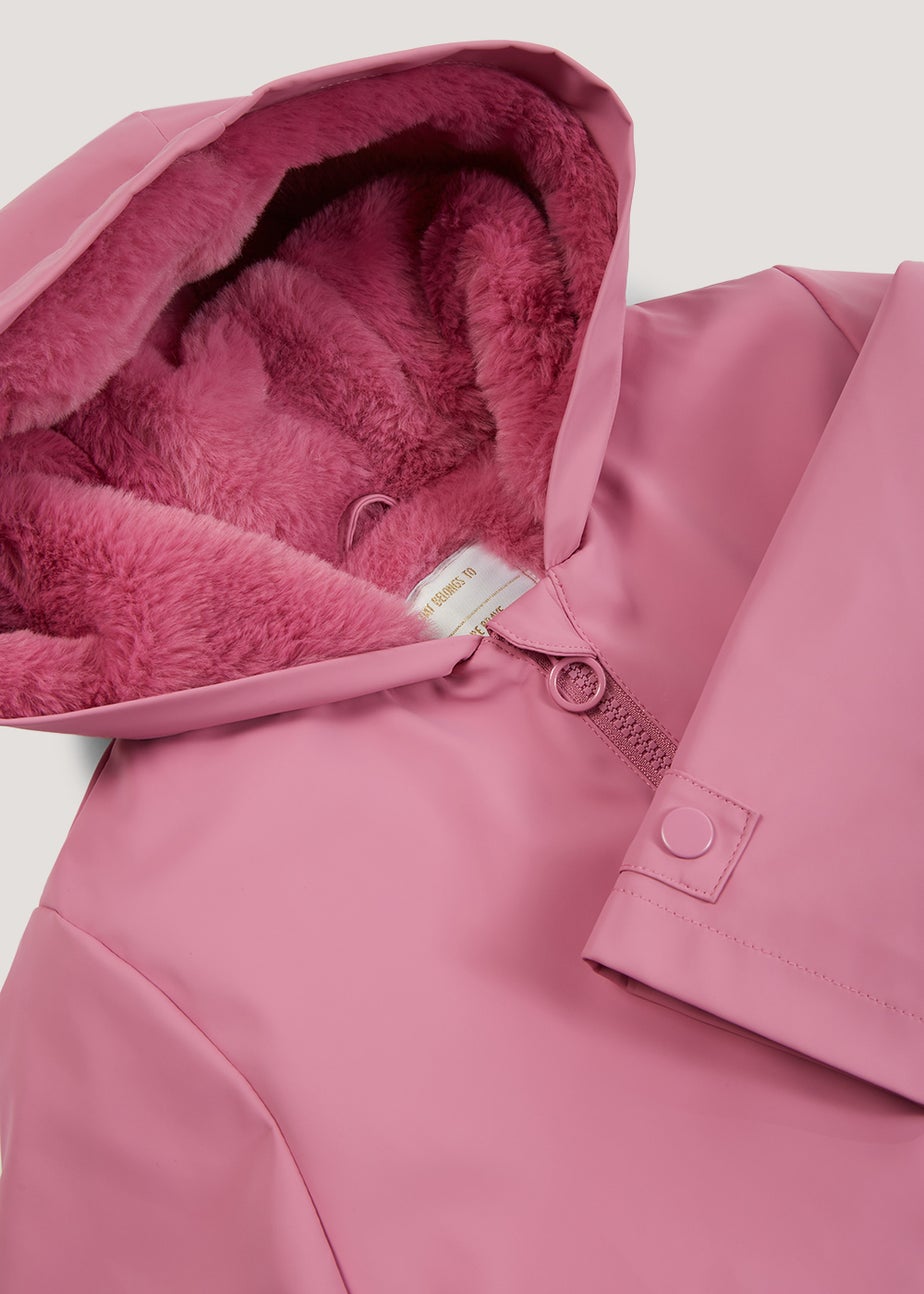 Girls Pink Fleece Lined Mac Coat (4-13yrs)