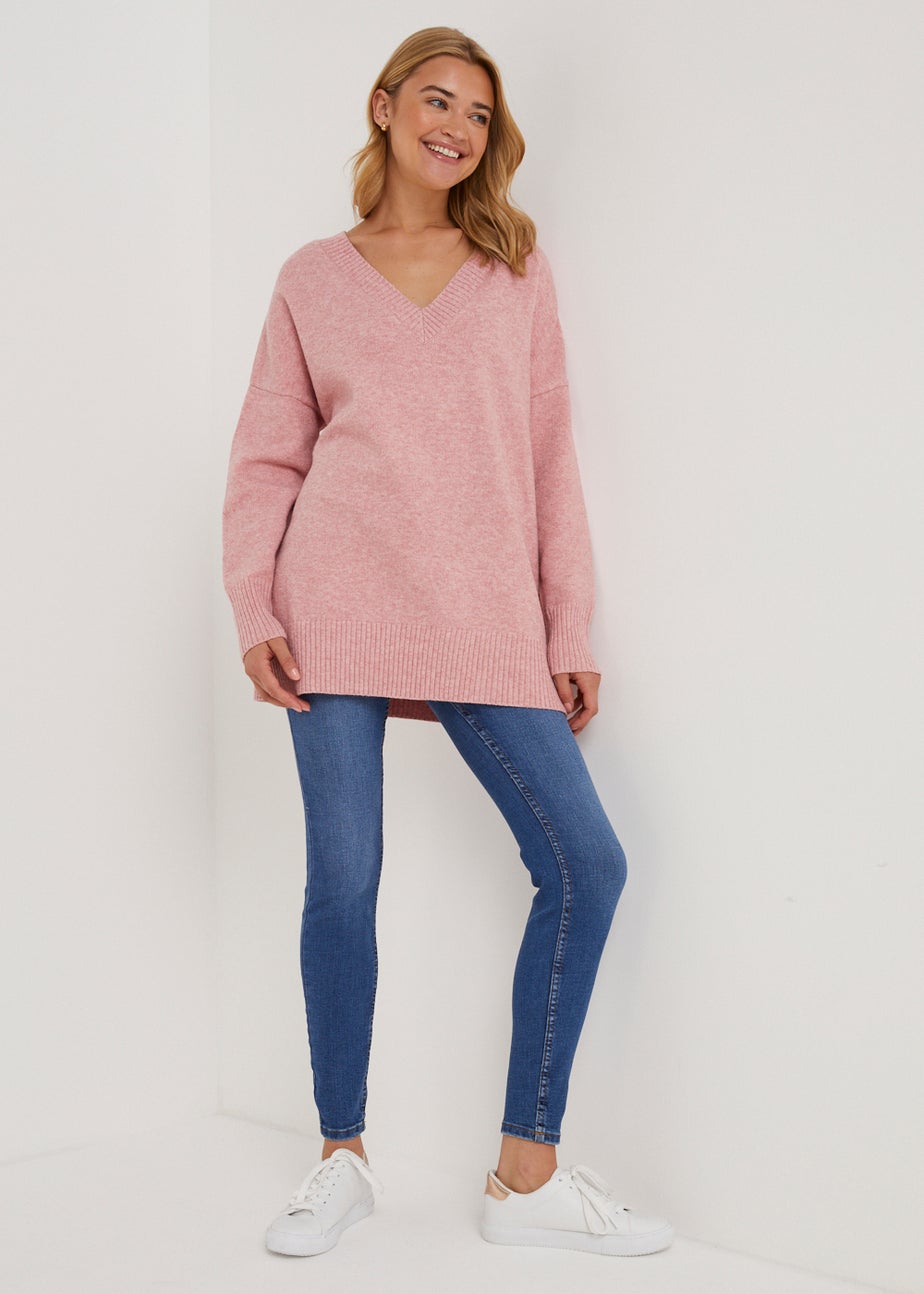 Pink V-Neck Jumper