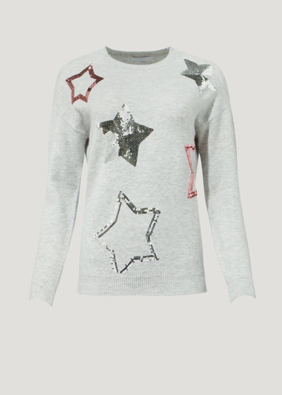Grey Marl Sequin Star Jumper
