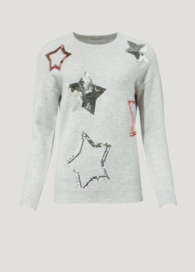 Grey Marl Sequin Star Jumper