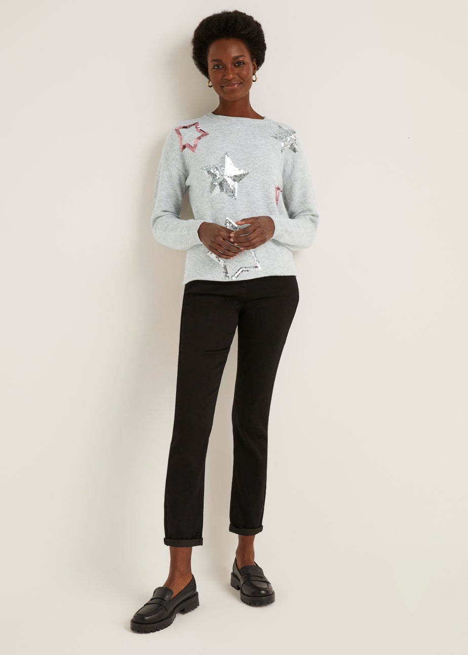 Grey Marl Sequin Star Jumper