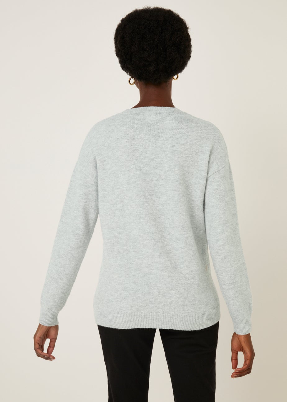 Grey Marl Sequin Star Jumper