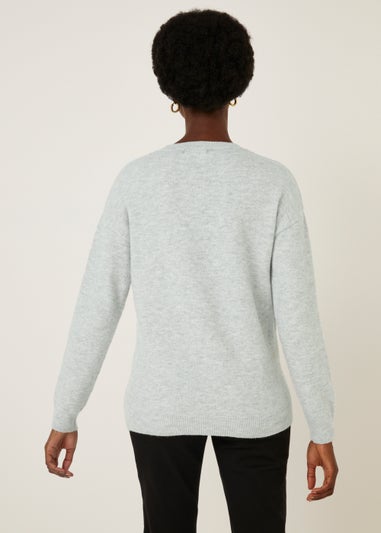 Grey Marl Sequin Star Jumper