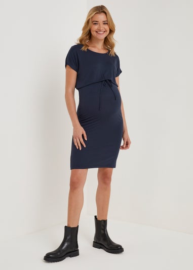 Mamalicious Maternity Alison Navy Mini Dress