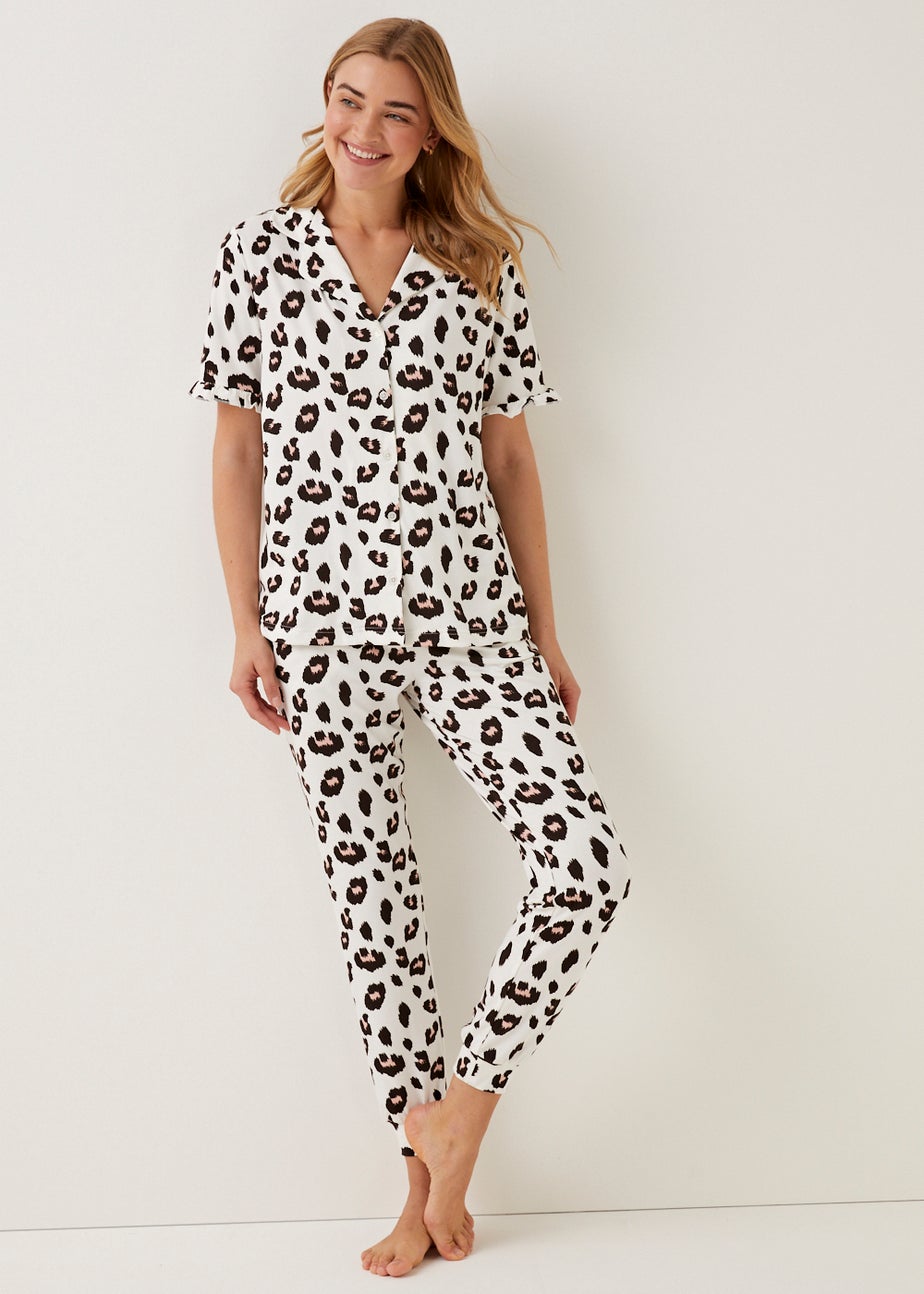 Animal Print Button Up Pyjama Set Matalan