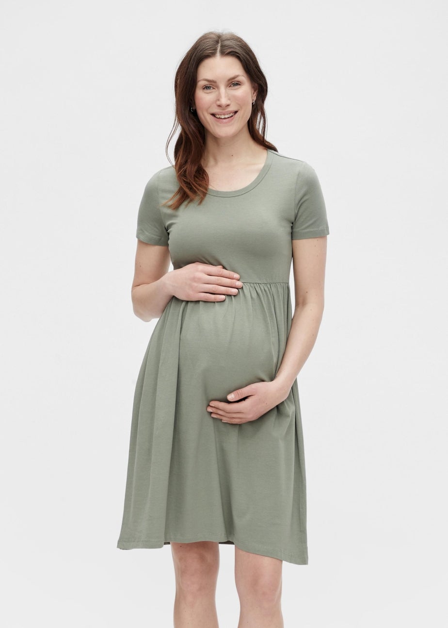 Mamalicious Maternity Green Mini Skater Dress
