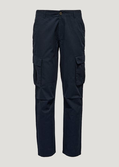 Navy Slim Fit Cargo Trousers