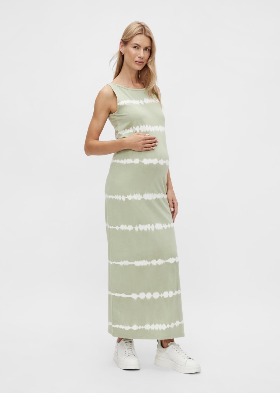 Mamalicious Maternity Green Striped Maxi Dress