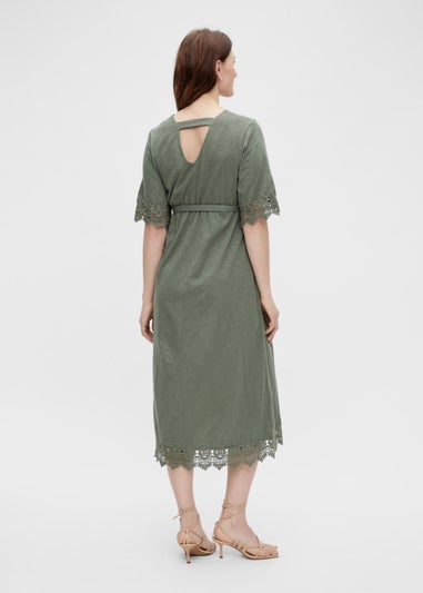 Mamalicious Maternity Laletta Khaki Midi Dress
