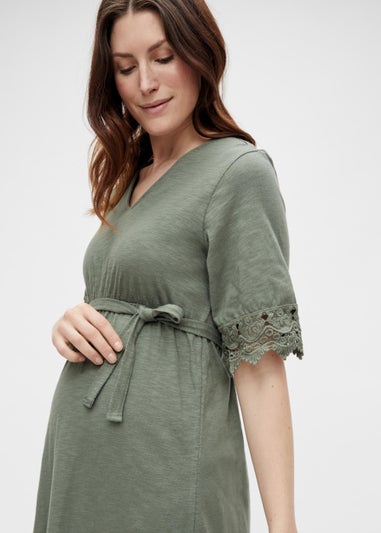 Mamalicious Maternity Laletta Khaki Midi Dress