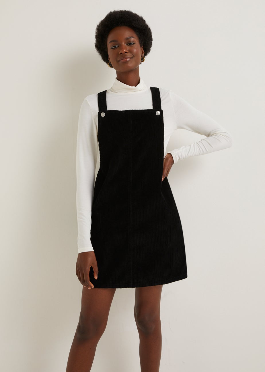 Black Cord Pinafore Dress