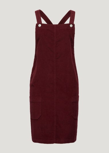 Burgundy Cord Pinafore Dress